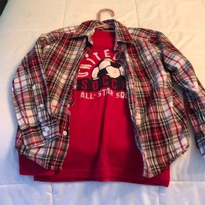 Boys thermal and button up shirt in new condition